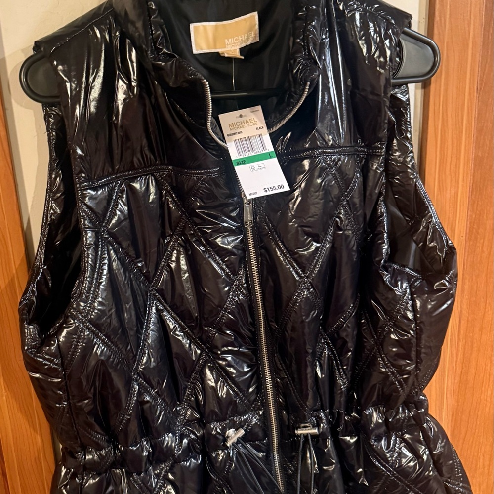 MICHAEL Michael Kors Shiny Black Quilted Vest